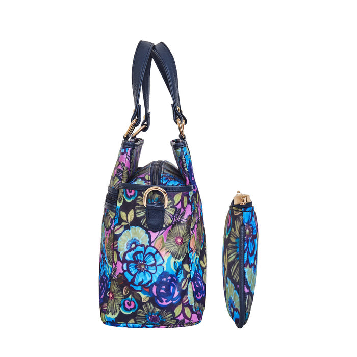 Women's Blue Top handle Satchel Bag with coin pouch for travel & gifting