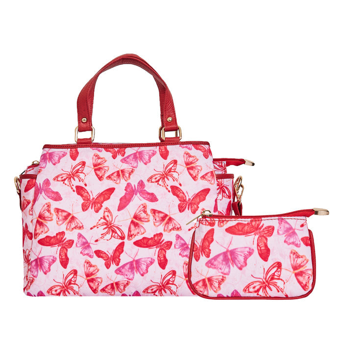 Women's Pink Top handle Satchel Bag with coin pouch for Travel & Daily use