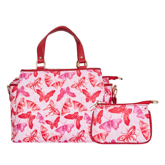 Women's Pink Top handle Satchel Bag with coin pouch for Travel & Daily use