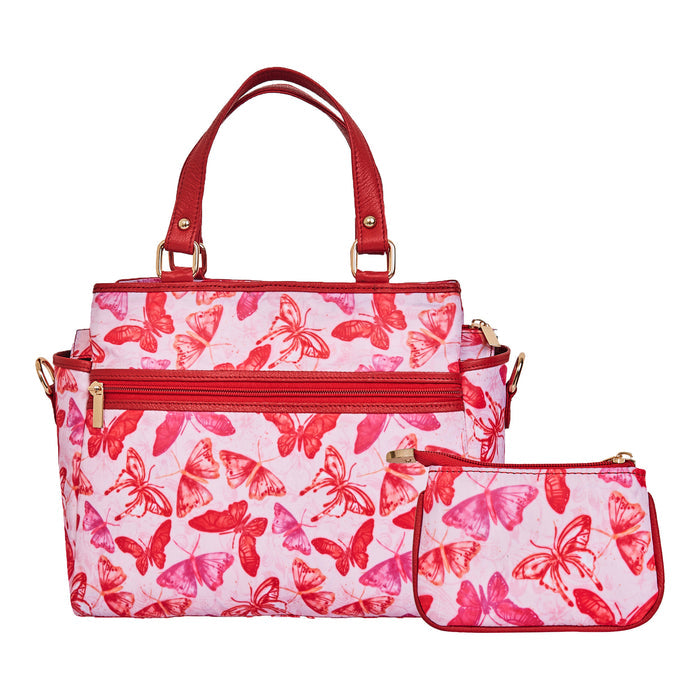 Women's Pink Top handle Satchel Bag with coin pouch for Travel & Daily use