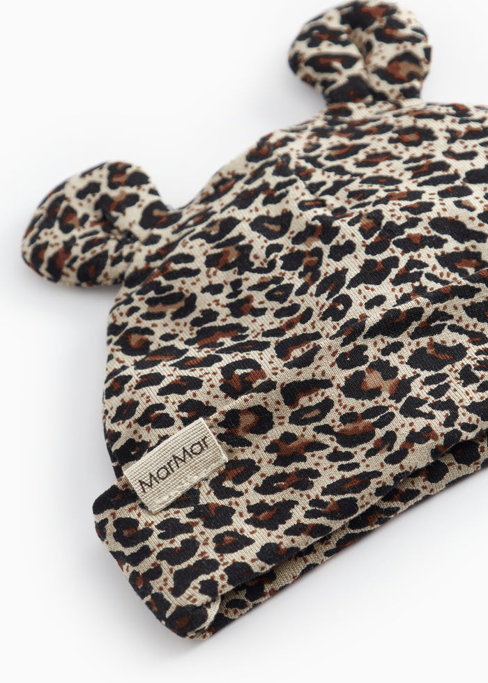 Small hat with ears in leopard print