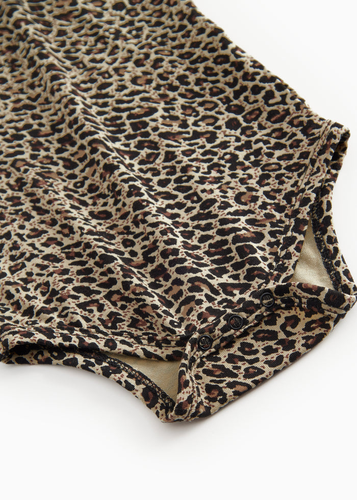 Baby bodystocking in leopard print