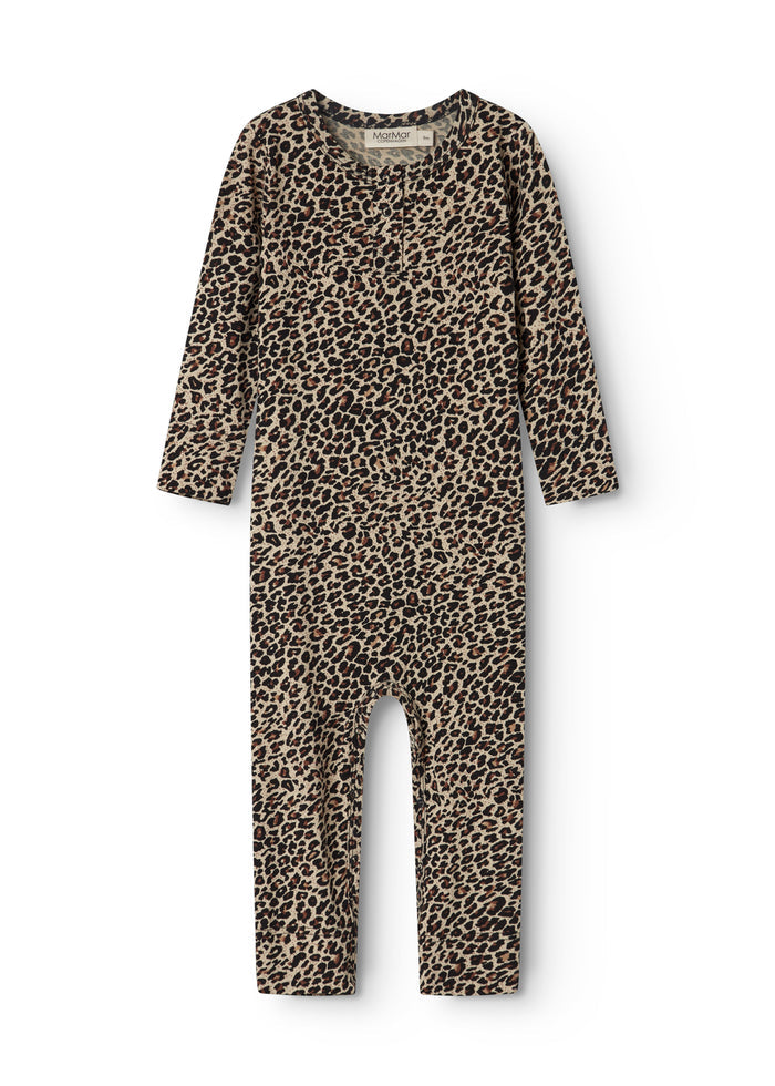 Baby jumpsuit in leopard print