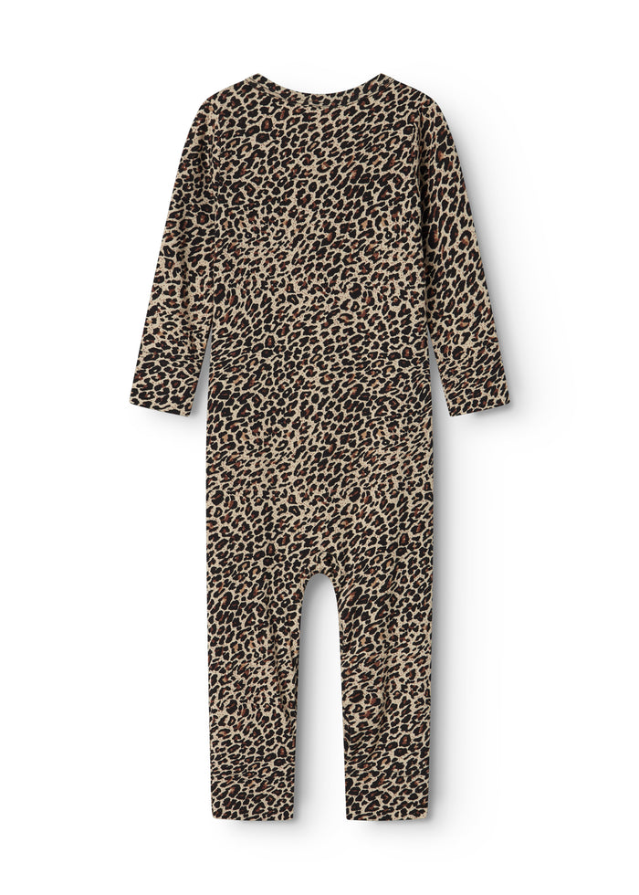 Baby jumpsuit in leopard print