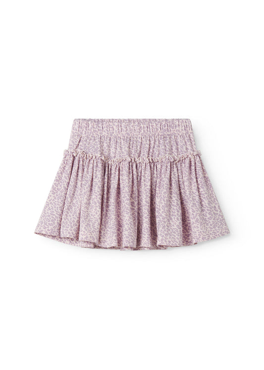 Red lower body for children in leopard print with waist and elastic at the waist.