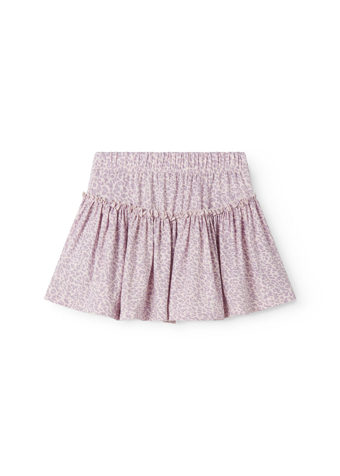 Red lower body for children in leopard print with waist and elastic at the waist.