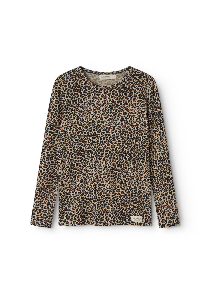 Long-sleeve blouse in leopard print