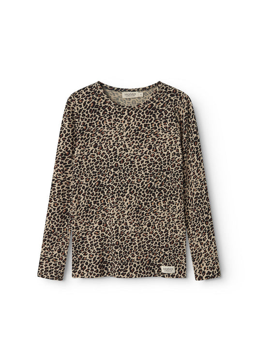 Long-sleeve blouse in leopard print