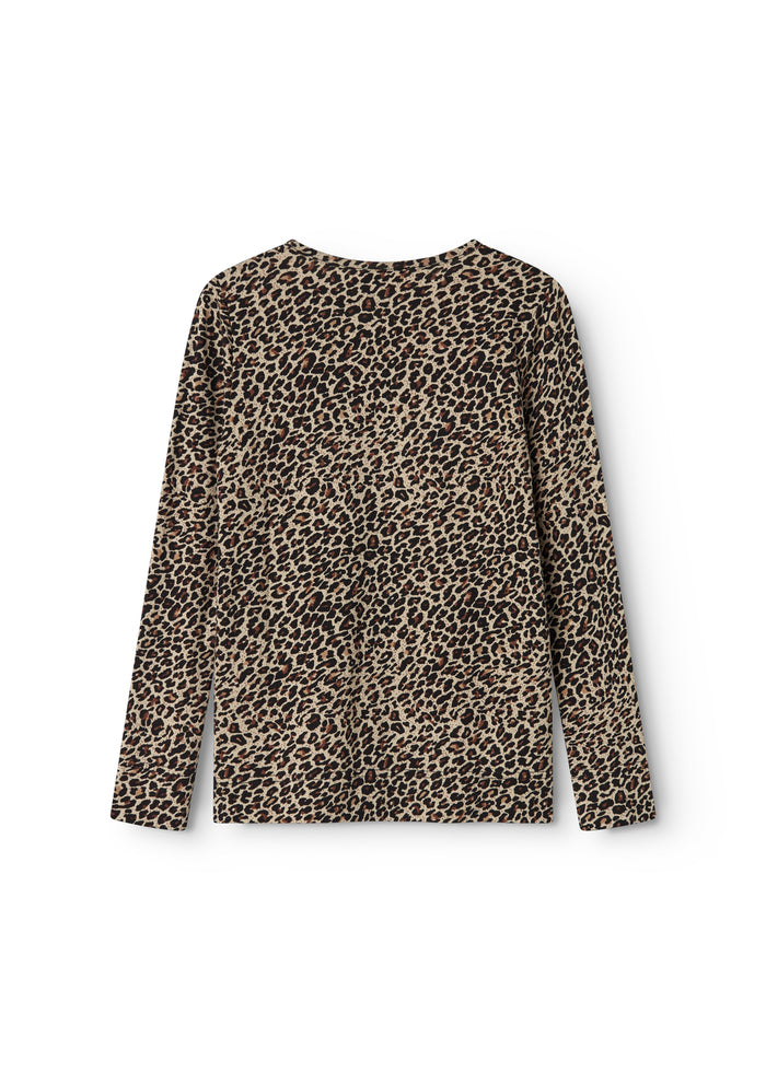 Long-sleeve blouse in leopard print