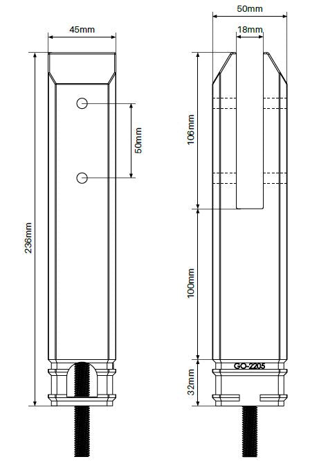 Square Core drill pool spigot DOUBLE FRICTION, 2205 Stainless Steel - Image 3