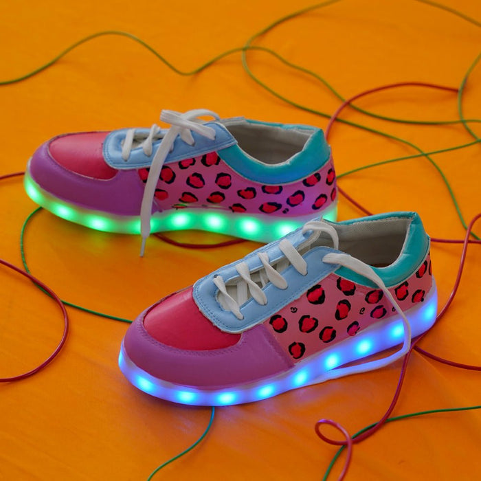 Light Me Up Sneakers - Ankle (Leopard Edition) - The Quirky Naari