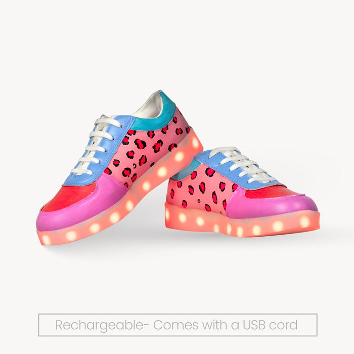 Light Me Up Sneakers - Ankle (Leopard Edition) - The Quirky Naari