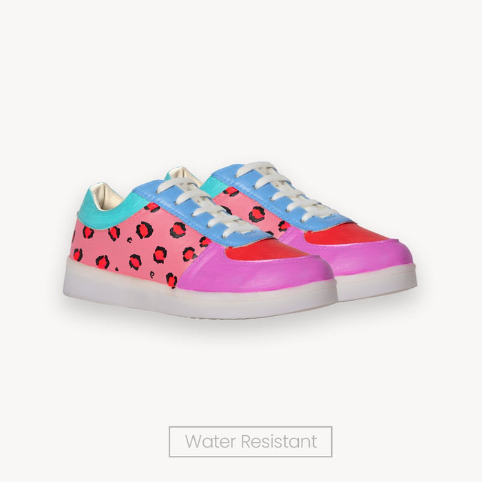 Light Me Up Sneakers - Ankle (Leopard Edition) - The Quirky Naari