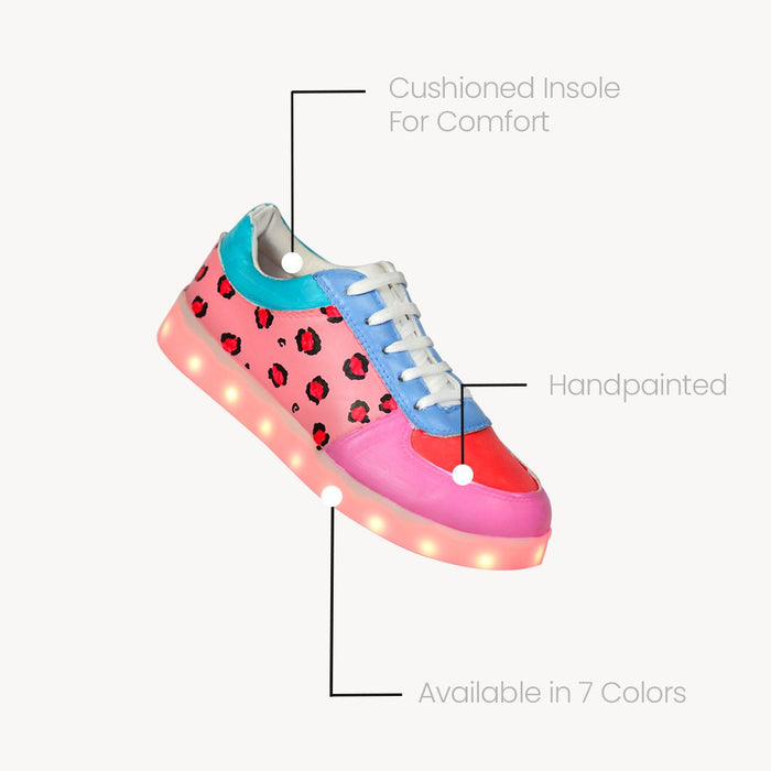 Light Me Up Sneakers - Ankle (Leopard Edition) - The Quirky Naari