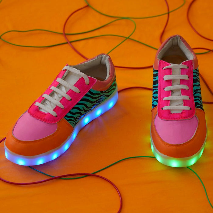 Light Me Up Sneakers - Ankle (Zebra Edition) - The Quirky Naari