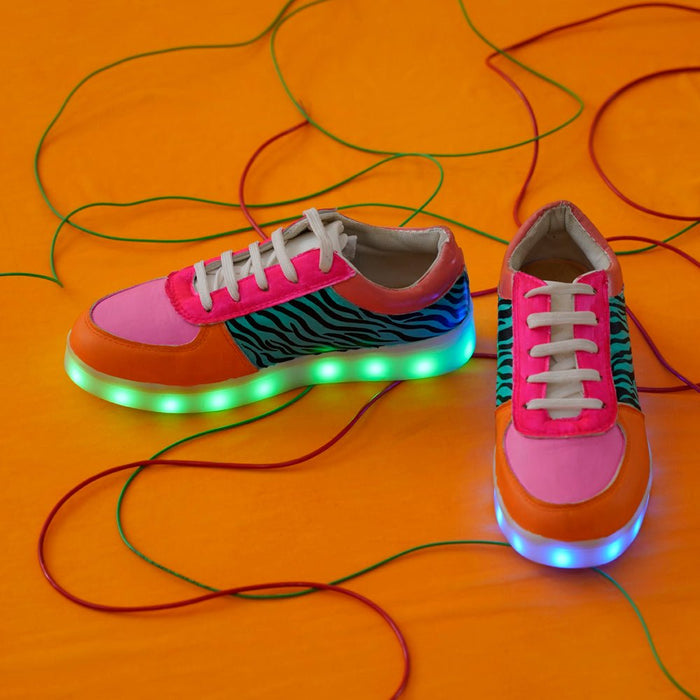 Light Me Up Sneakers - Ankle (Zebra Edition) - The Quirky Naari