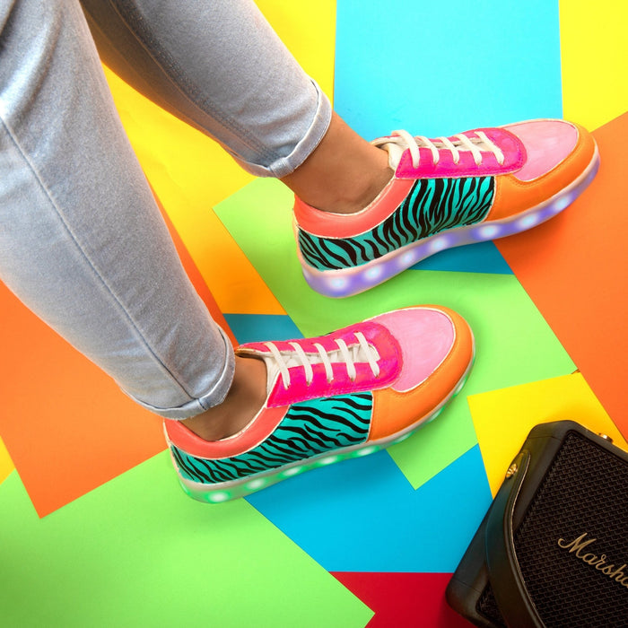Light Me Up Sneakers - Ankle (Zebra Edition) - The Quirky Naari