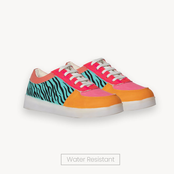 Light Me Up Sneakers - Ankle (Zebra Edition) - The Quirky Naari