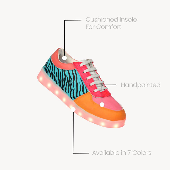 Light Me Up Sneakers - Ankle (Zebra Edition) - The Quirky Naari