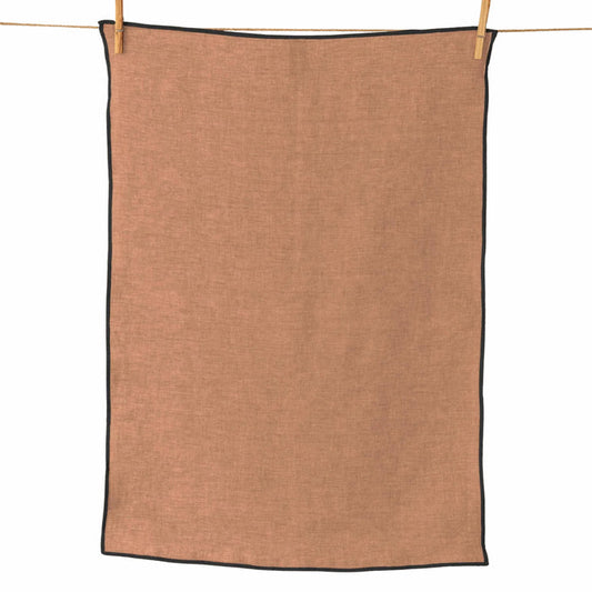 Linen Kitchen Towel – Black Needle Accent: Mauve Dust