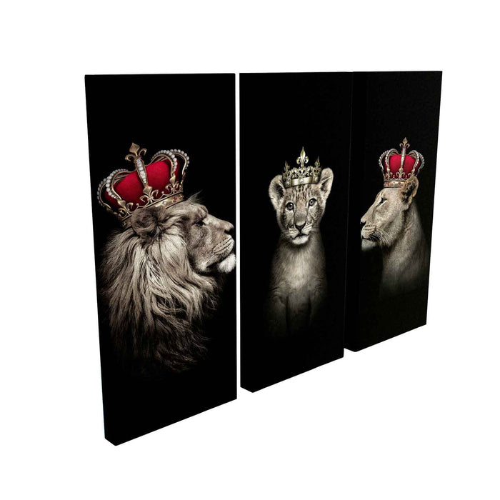 Lion King, Royal Lion Family with Crown , Canvas Print