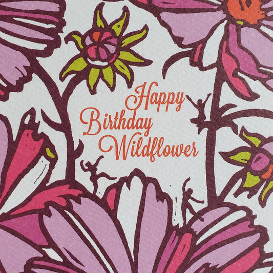 Little Green - Happy Birthday Wildflower Floral Greeting Card