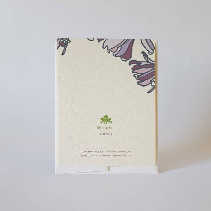 Little Green - Purple Spring Magnolia Blank Note Card / Art Greeting Card