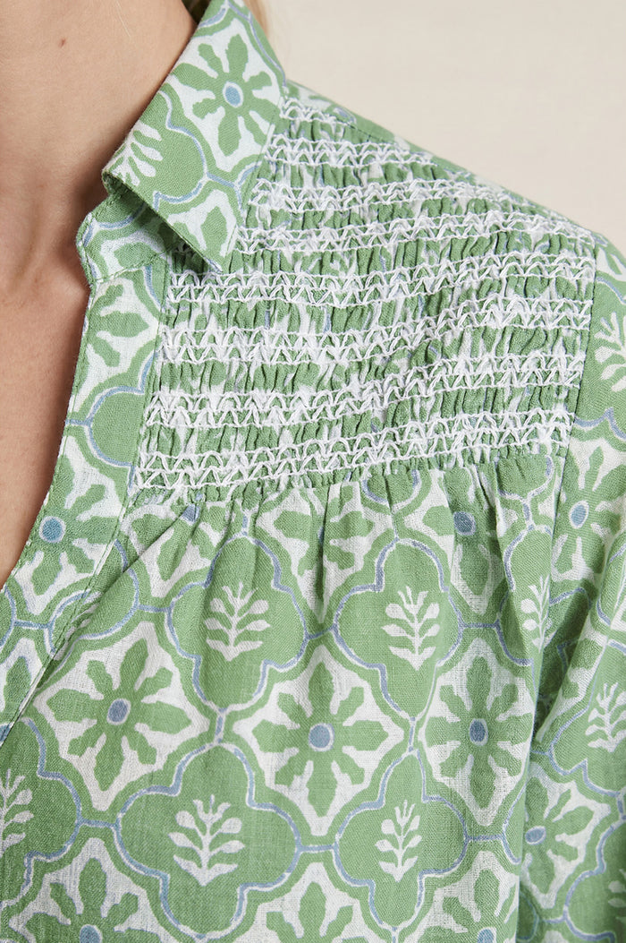 Livi Organic Cotton Blouse | Sage/White