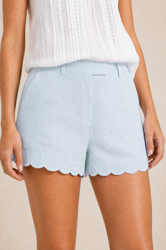 Low Rise Scallop Short | Pale Blue