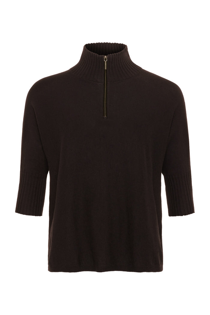 Lucely 1/4 Zip Elbowsleeve Mock Neck Sweater
