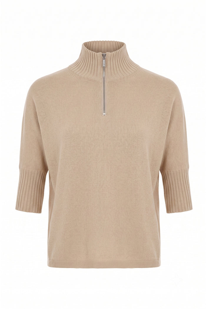 Lucely 1/4 Zip Elbowsleeve Mock Neck Sweater