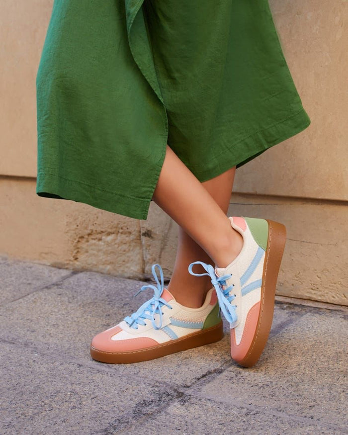 Malika Stitch Trainers – Peach & Cream