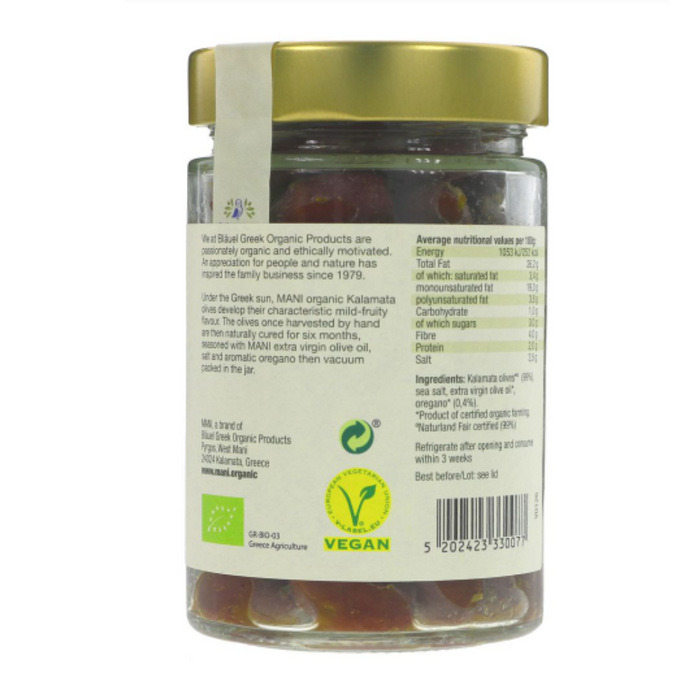Mani Organic Kalamata Olives al Naturale 205g