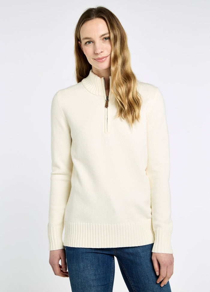 Markham Women's zip neck sweater - Chalk