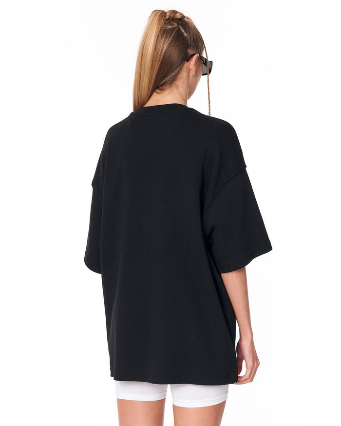 Martin Valen Oversized Embossed Basic Black T-shirt for minimal streetwear outfits