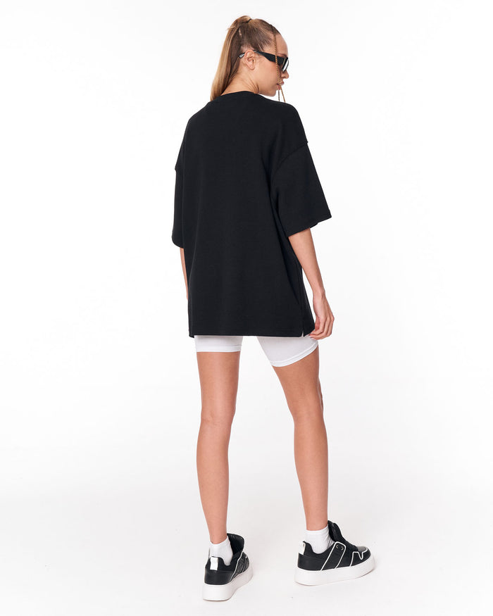 Martin Valen Oversized Embossed Basic Black T-shirt with relaxed oversized fit
