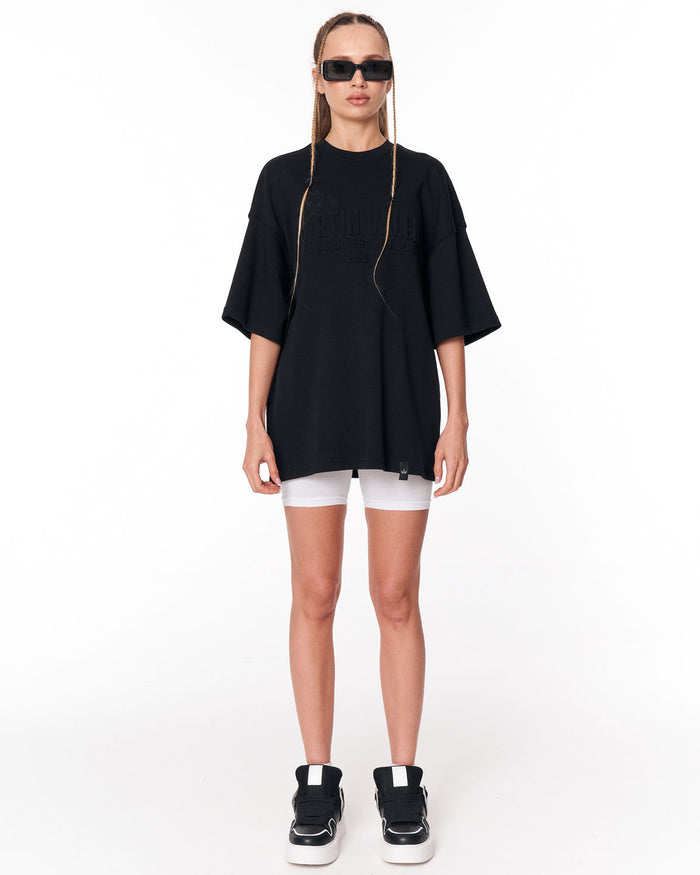 Martin Valen Oversized Embossed Basic Black T-shirt in clean black streetwear style