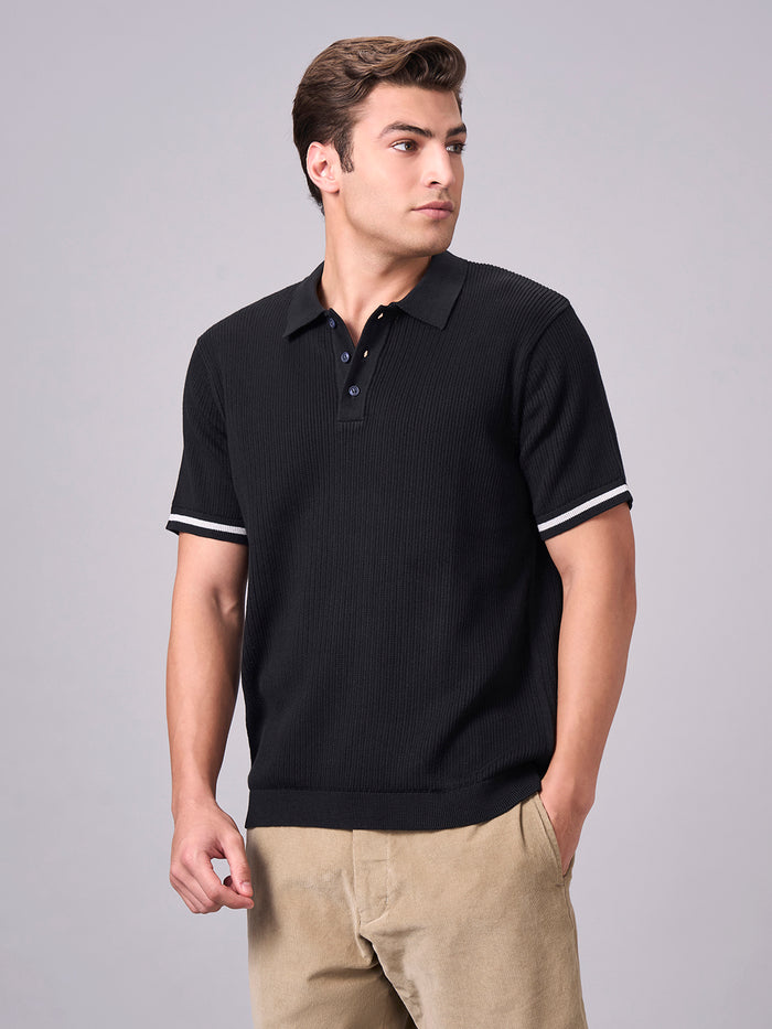 Men's 100% Cotton Regular Fit Polo Tshirt Black