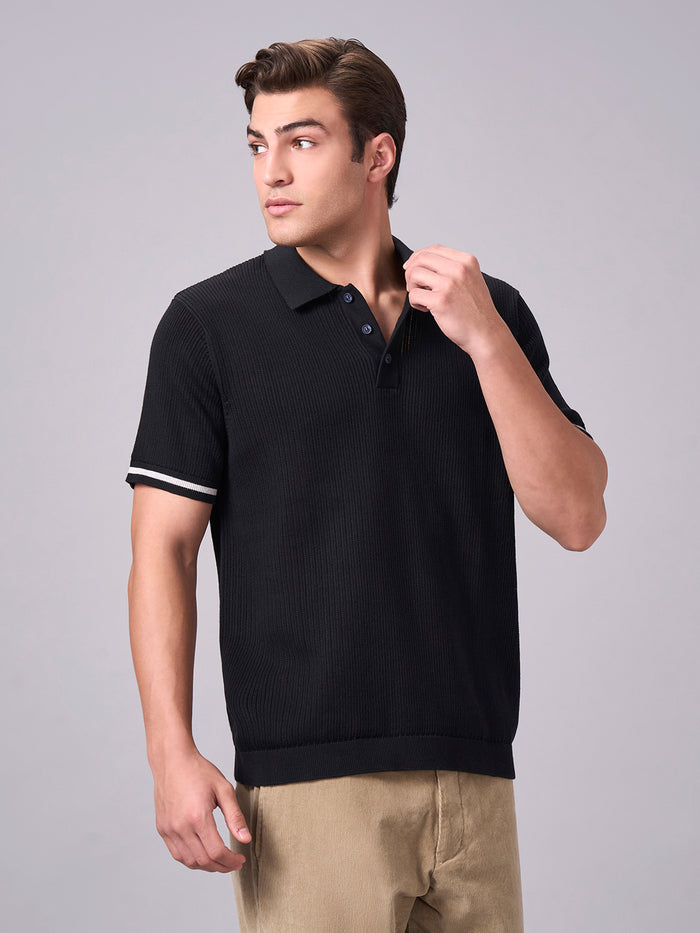 Men's 100% Cotton Regular Fit Polo Tshirt Black