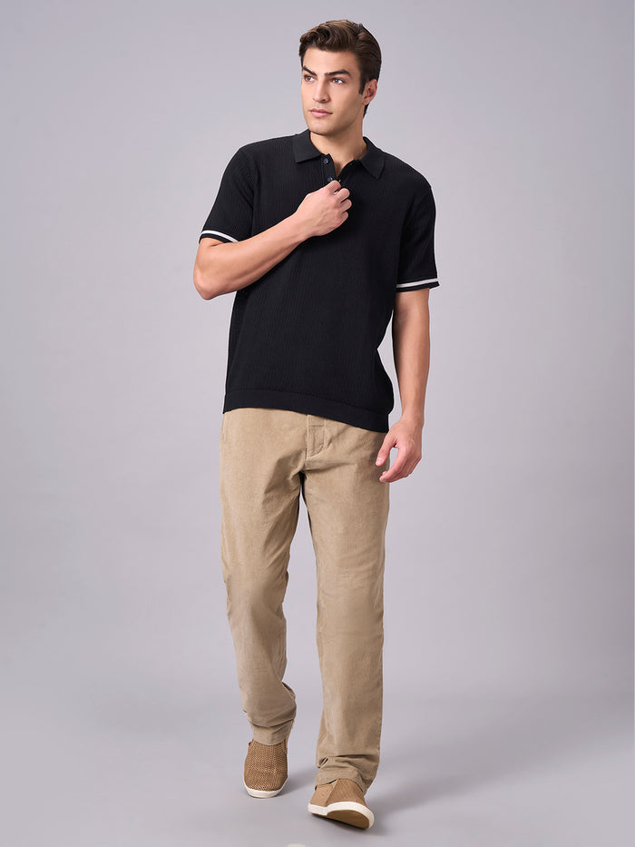 Men's 100% Cotton Regular Fit Polo Tshirt Black