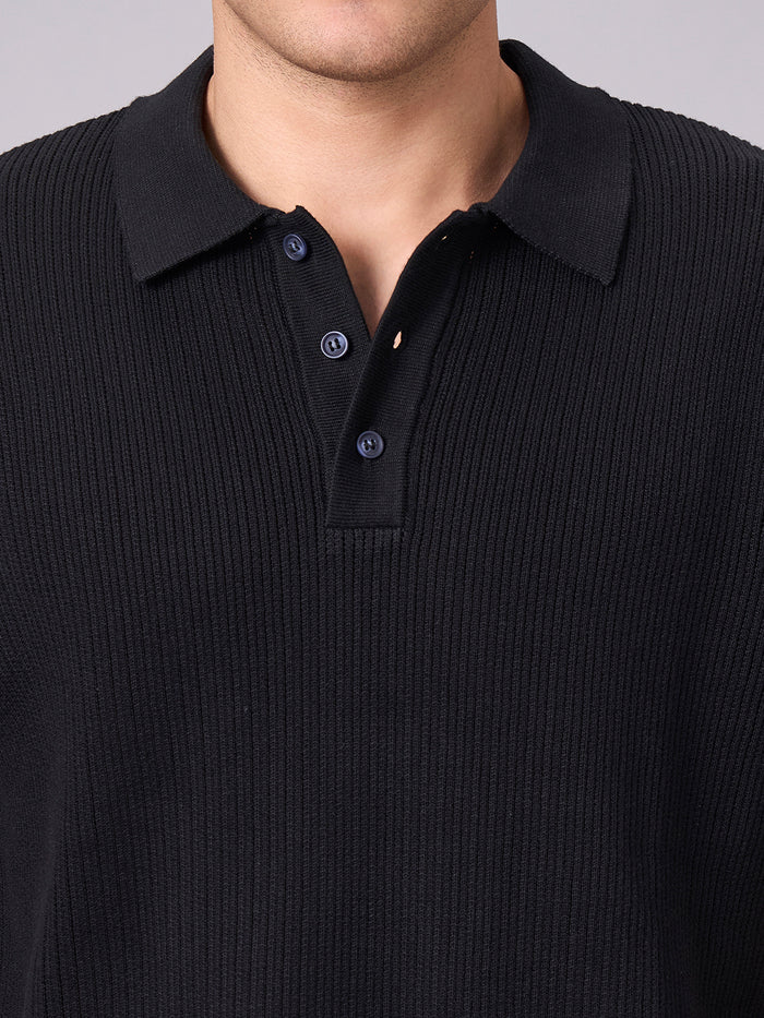 Men's 100% Cotton Regular Fit Polo Tshirt Black