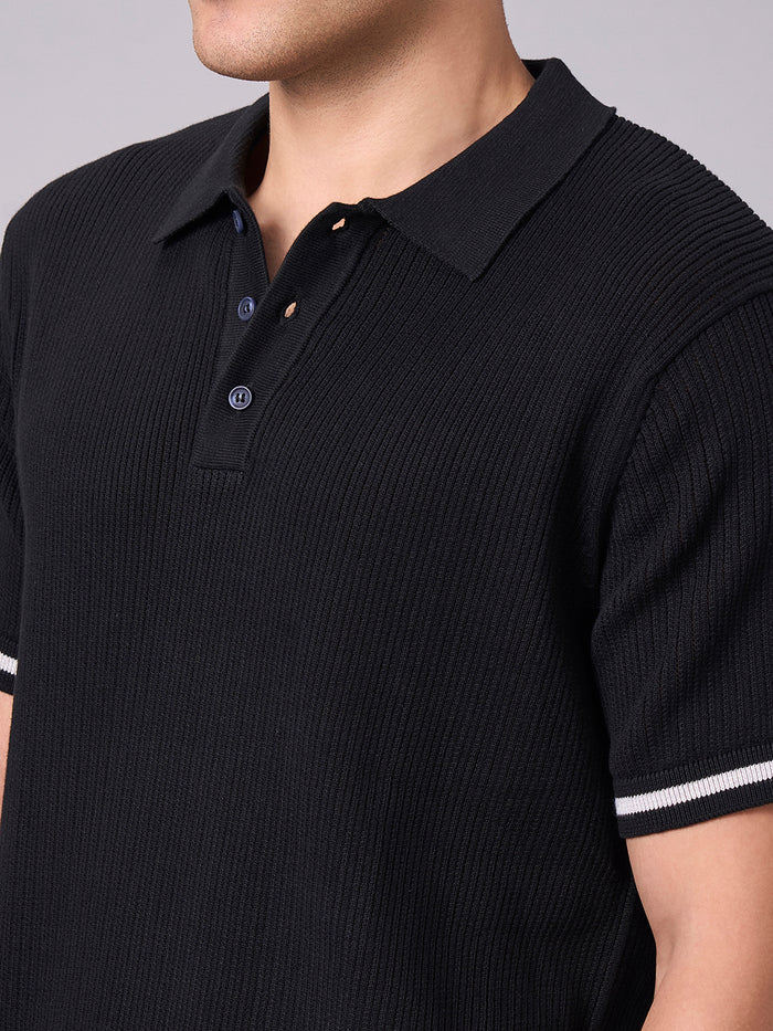 Men's 100% Cotton Regular Fit Polo Tshirt Black