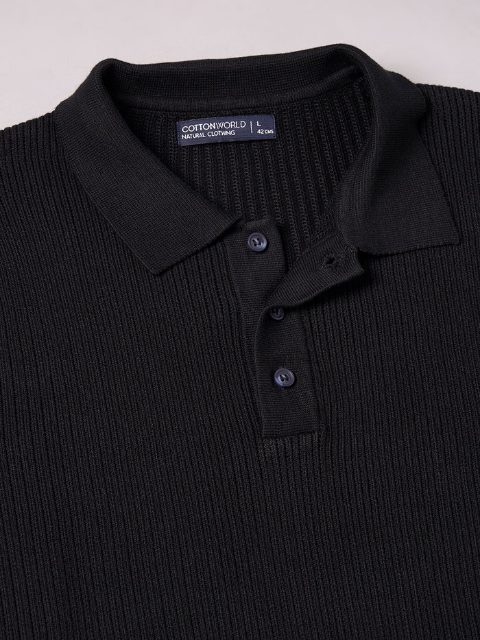 Men's 100% Cotton Regular Fit Polo Tshirt Black