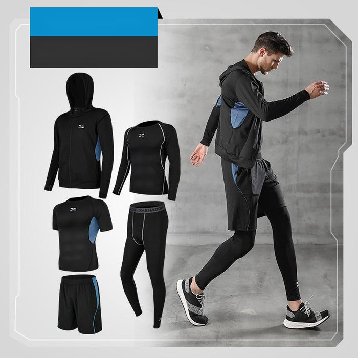 Men’s 5-Piece Quick-Dry Sports Training Suit – Running & Basketball