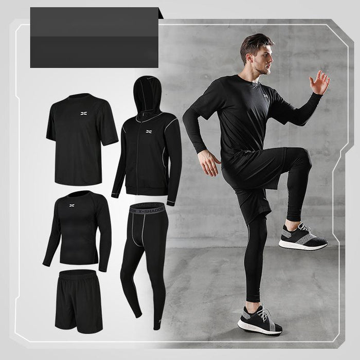 Men’s 5-Piece Quick-Dry Sports Training Suit – Running & Basketball