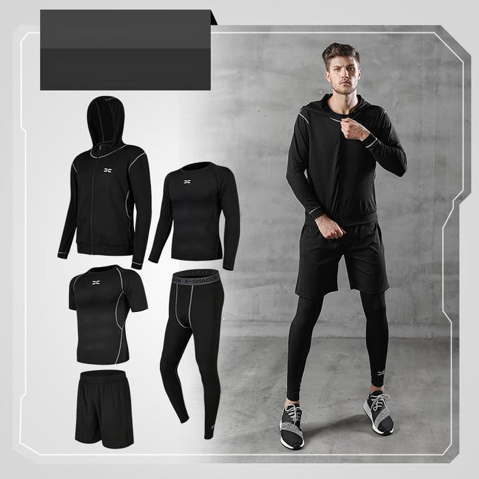 Men’s 5-Piece Quick-Dry Sports Training Suit – Running & Basketball