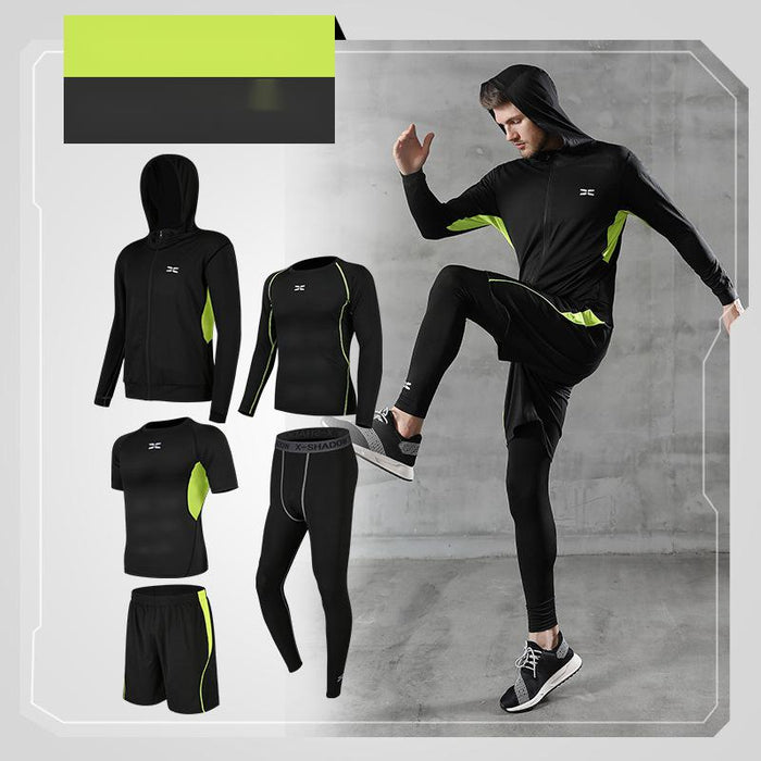 Men’s 5-Piece Quick-Dry Sports Training Suit – Running & Basketball