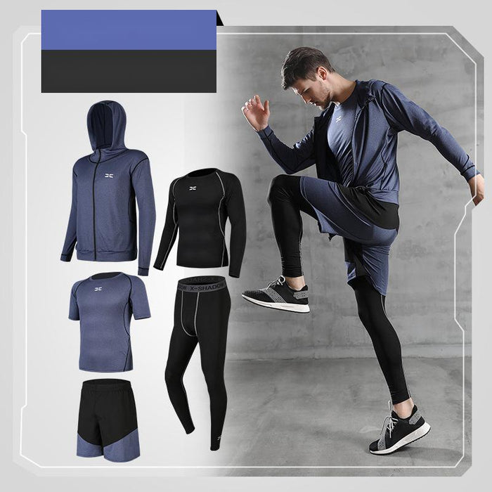 Men’s 5-Piece Quick-Dry Sports Training Suit – Running & Basketball