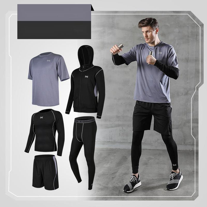 Men’s 5-Piece Quick-Dry Sports Training Suit – Running & Basketball