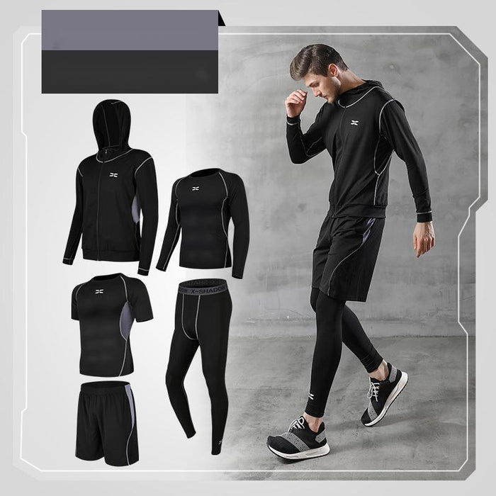 Men’s 5-Piece Quick-Dry Sports Training Suit – Running & Basketball